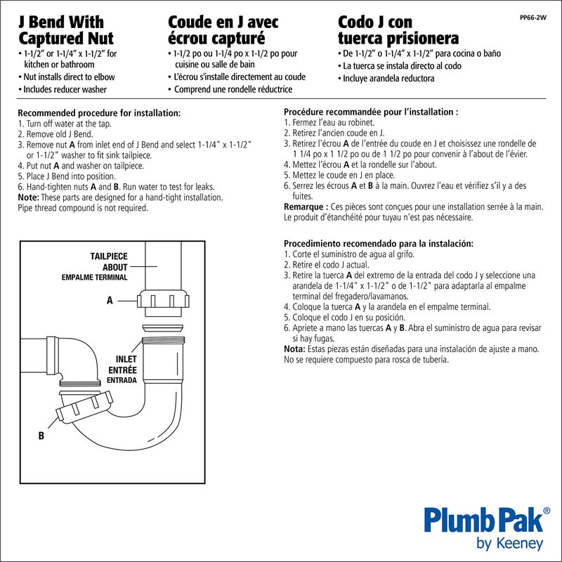 Plumb Pak Sink Trap JBend 1 1/2 Or 1 1/4 1 1/2 Inches - Image 3